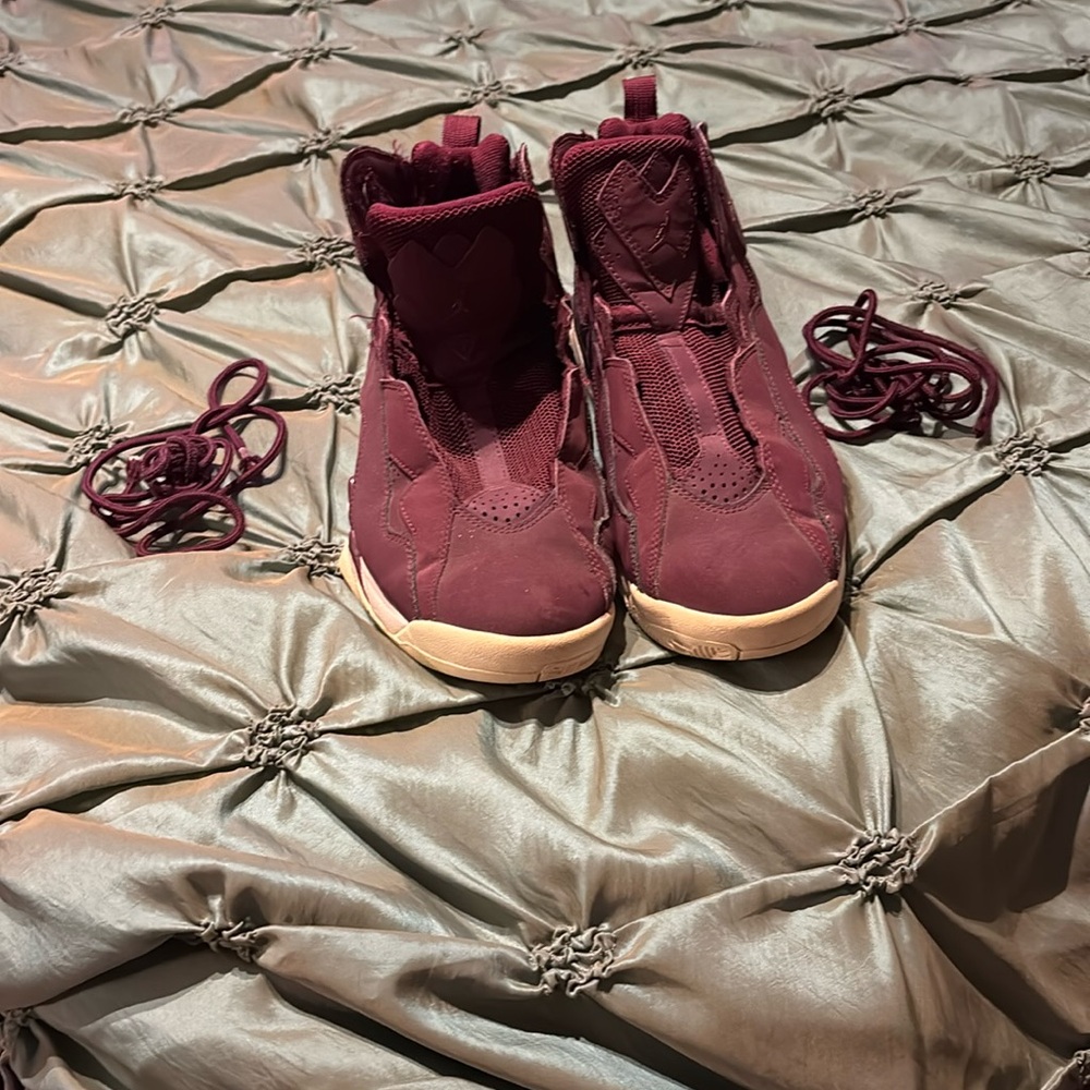 Maroon Air Jordan high tops US8